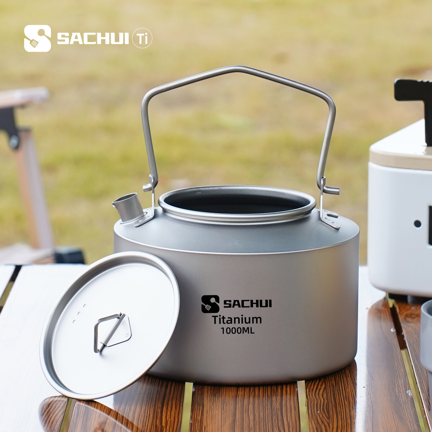 Camping Cooking Tin - Bouilloire en titane pur de 1000ML,