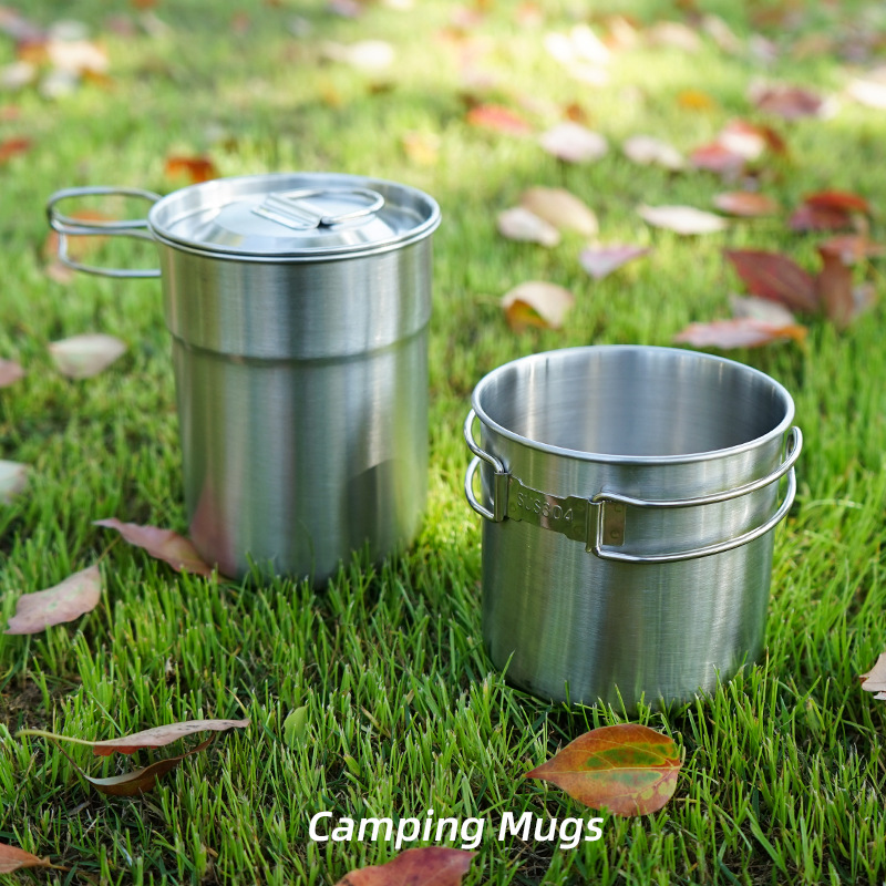 Camping Cooking Set With Kettle - Bouilloire de Camping en acier inoxydable,
