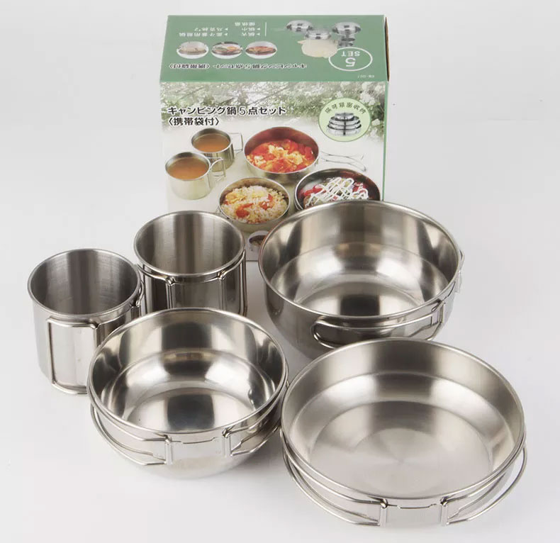 Camping Cooking Box Set - Ensemble de casseroles et poêles pliables