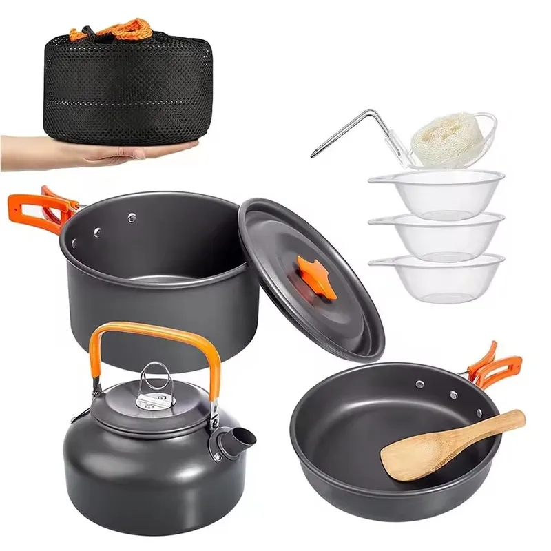 Camping Cooking Set With Kettle - Ensemble de camping en alliage d'aluminium