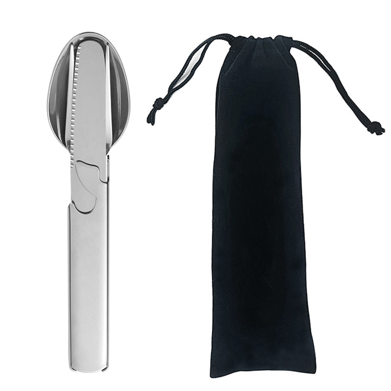 Quechua Camping Cooking Set - Couverts combinés portables en acier inoxydable,