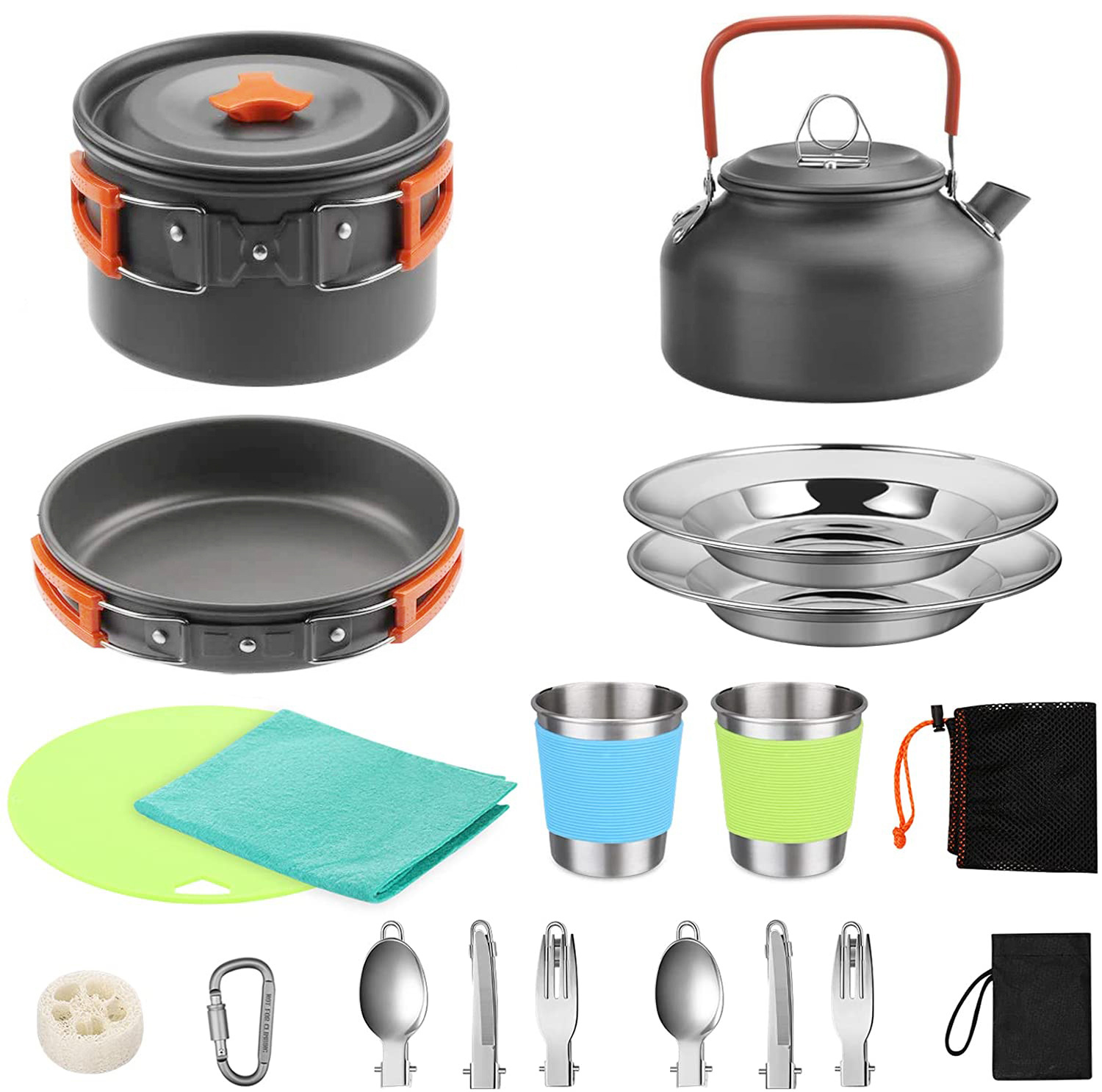 Camping Cooking Set With Kettle - Ensemble complet de cuisine de camping