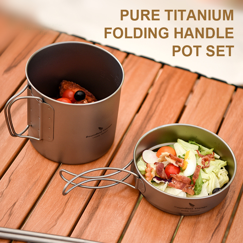 Camping Lightweight Cooking Pot - Ensemble de casseroles à poignée pliante