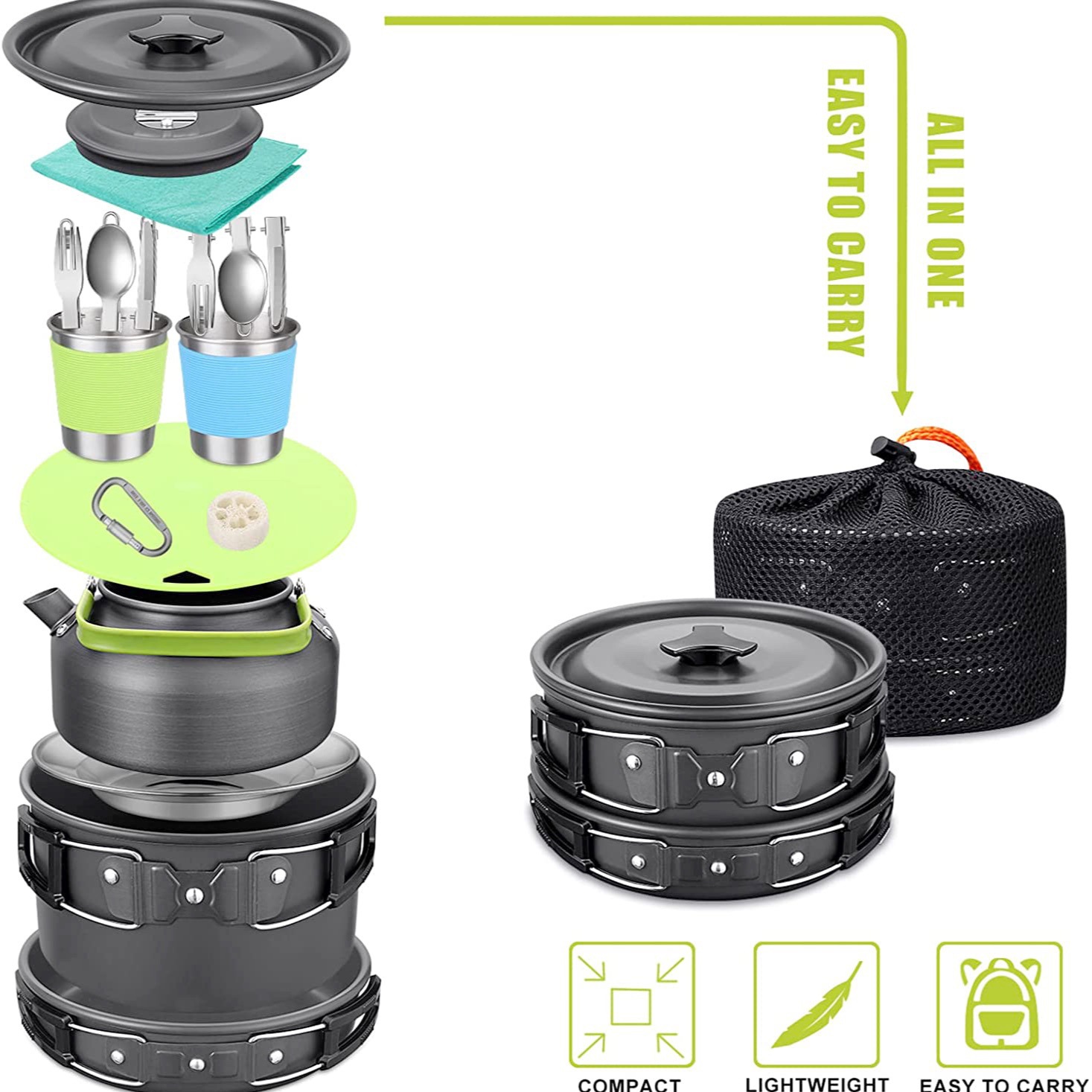 Ensemble de cuisine de camping - Camping Cooking Set With Kettle avis et prix