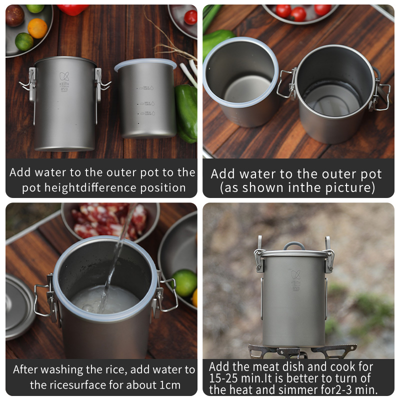 Casserole à riz en titane pur  - Camping Cooking Tin avis et prix