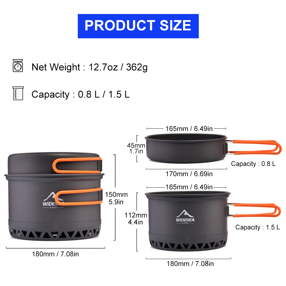 Widesea Camping 1.3L 2.3L uste - Quechua Camping Cooking Set avis et prix